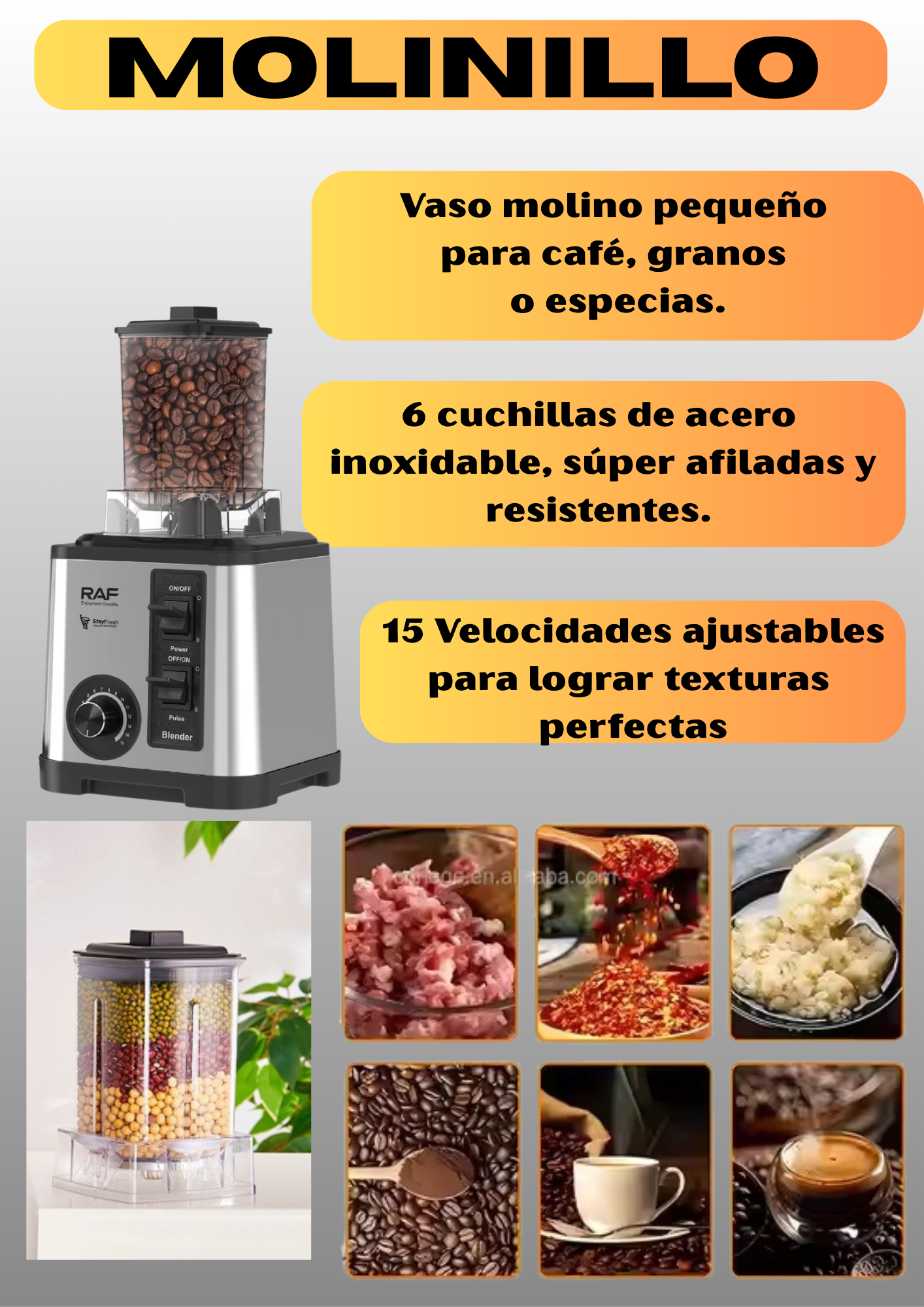 LICUADORA 3 EN 1 MARCA RAF