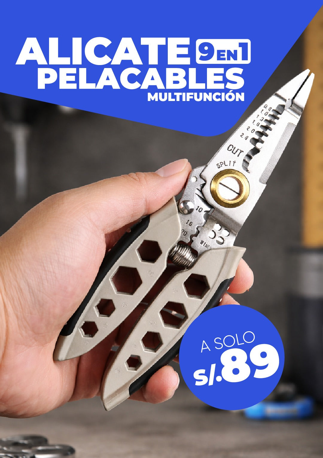 ALICATE PELACABLES MULTIFUNCIÓN 9 EN 1