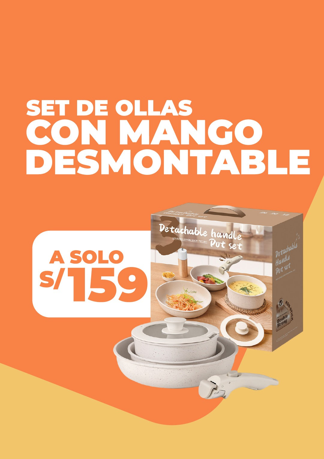 SET DE OLLAS CON MANGO DESMONTABLE