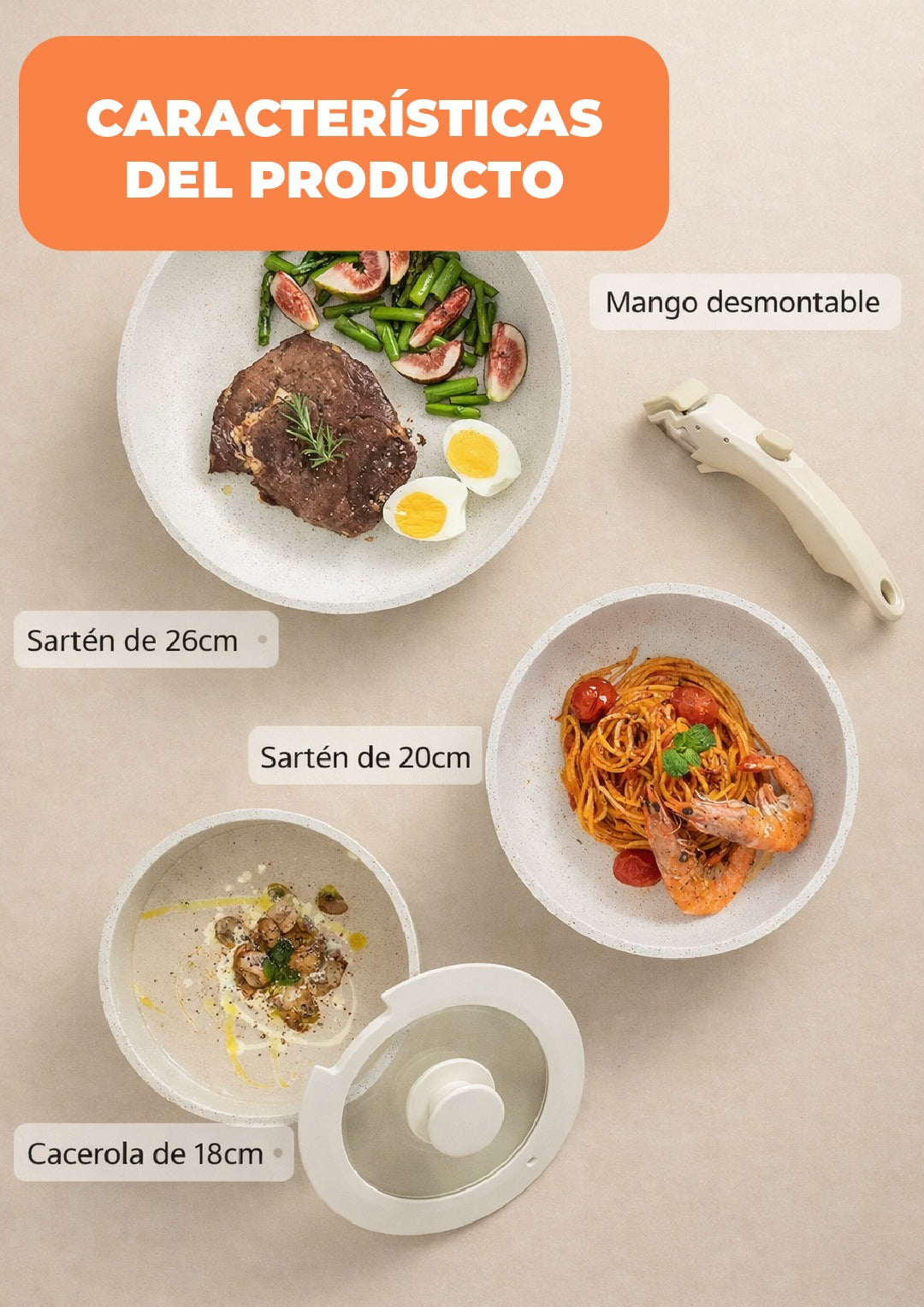SET DE OLLAS CON MANGO DESMONTABLE